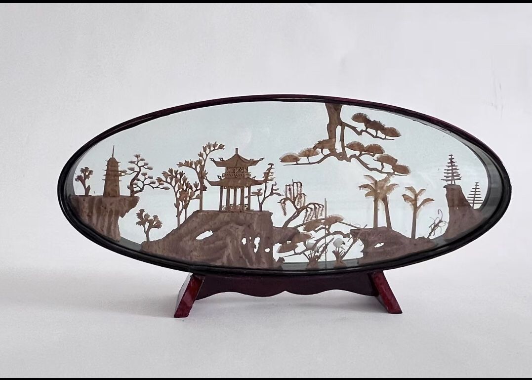 Cork Wood Hand Carved Covered With Glasses Picture