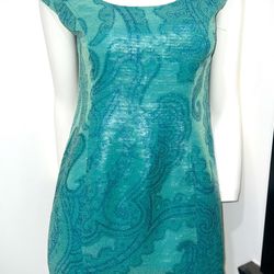 Large Kay Unger teal Sequins Cocktail dress