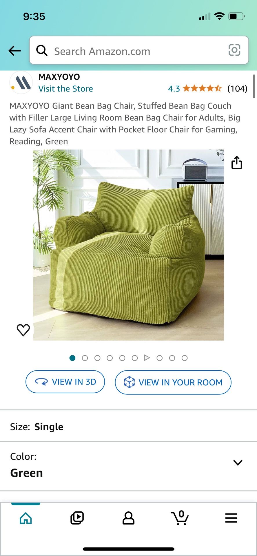 MAXYOYO Giant Bean Bag Chair, Stuffed Bean Bag Couch with Filler Large Living Room Bean Bag Chair for Adults, Big Lazy Sofa Accent Chair with Pocket F