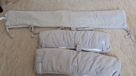 Grey fleece crib rail bumpers