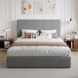 Full Size Grey Velvet Bed Frame