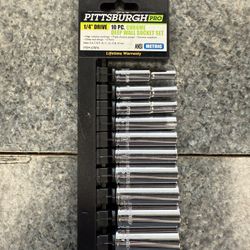 Pittsburgh 10pc Chrome Deep Wall Socket Set