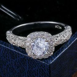 925 Silver White Sapphire Wedding Ring Size 8