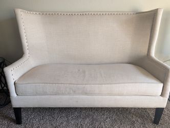 White high-backed loveseat bench