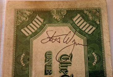 1934 $1000 Bill signed by Steve Wynn