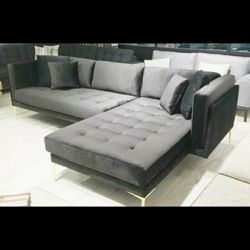 Naila Black Velvet RAF Sectional

