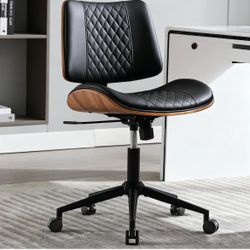 Mid-Century Modern Office Chair with Walnut Wood