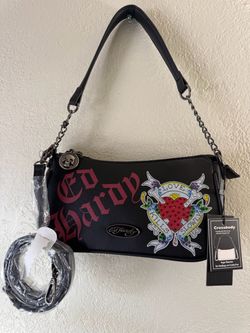 New Ed Hardy black crossbody bag NWT Love Kills Slowly Skull Bag