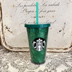 Starbucks Holiday Green Glitter 16 oz Tumbler Cup
