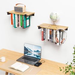 Set of Floating Bookshelf, Pine Wood R((7)
