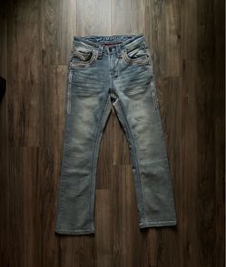 Lamasini 12101 Men's Light Blue Bootcut Jeans Premium Embroidered Pocket
