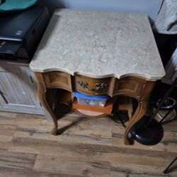 Marble Tables With Drawer Set Of Two