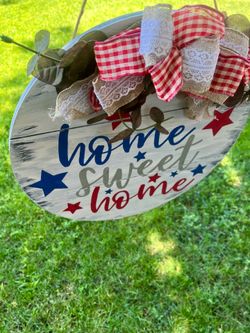 Home sweet home Door Hanger Patriotic Farmhouse Sign