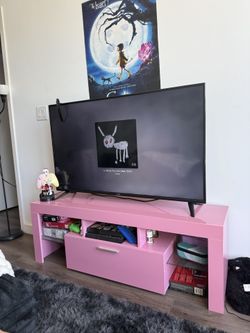 Pink Tv Stand w LED Lights
