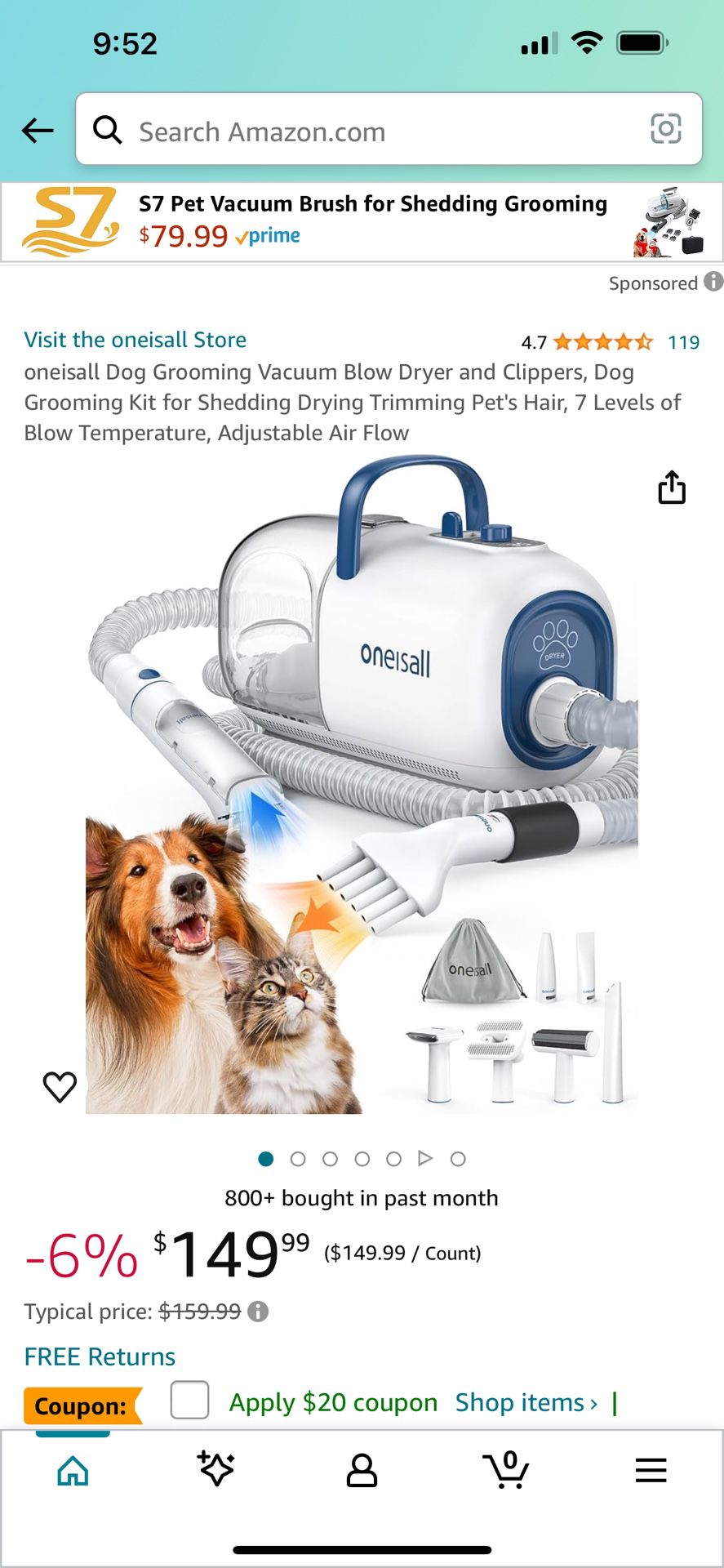 Dog Grooming Vacuum Blow Dryer and  Clippers