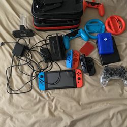 Nintendo Switch Bundle + Smash Bros + 5 Games + Accessories