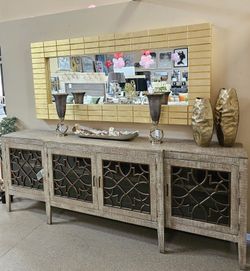  Solid Wood 107" Super Console Cabinet Or TV Stand!