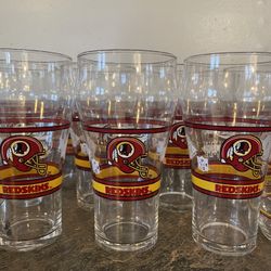 Vintage Coca- Cola Washington Redskins Collectable Glasses - Set Of 10 