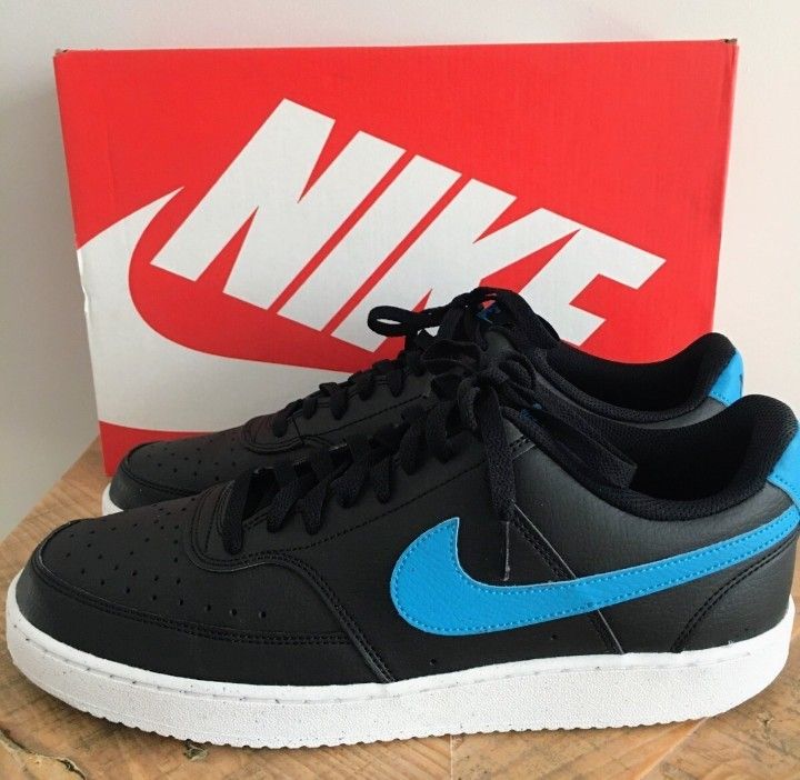 MENS NIKE COURT VISION NEXT NATURE LOW-TOP SHOES SNEAKERS 10 NIB BLACK BLUE