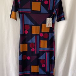 LuLaRoe Dress XS Julia Form Fitting Mid Length Sleeves Knee Length New With Tags