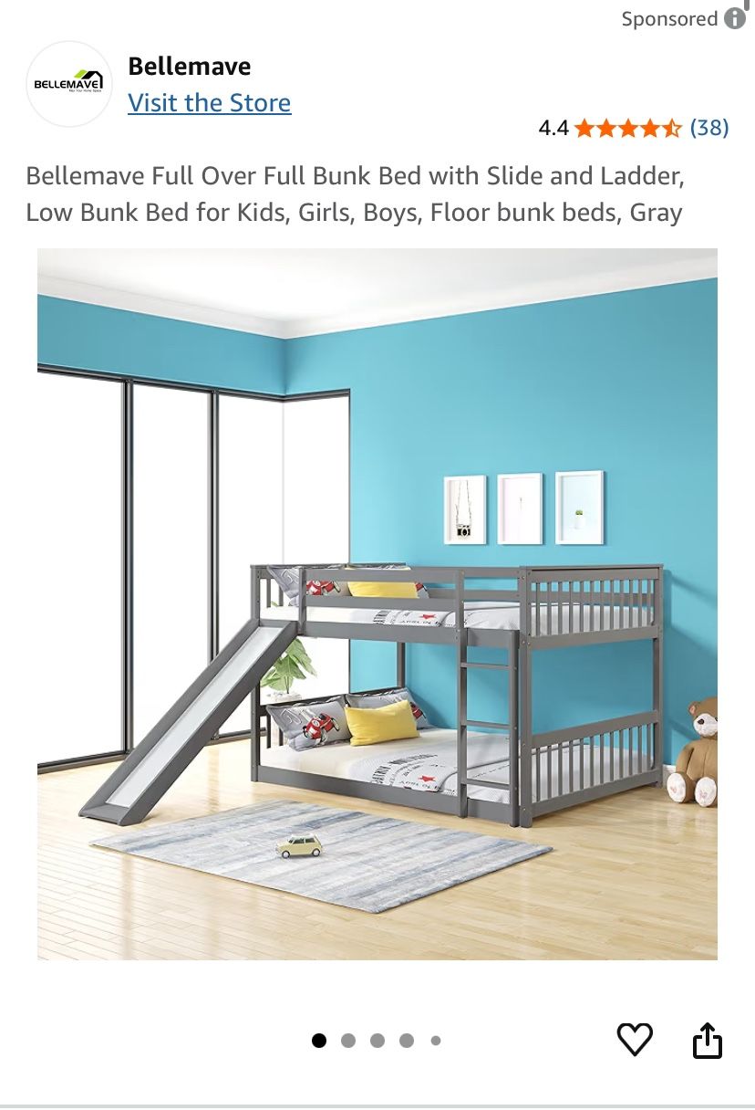 Full Size Bunk Bed With Slide For Sale