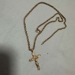 14k Gold Rope Chain/14K Gold Cross 