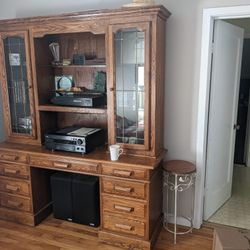 Solid oak Credenza and Desk