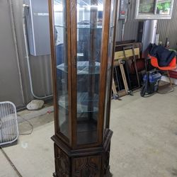 Tall Half Octagon Curio Cabinet 