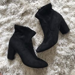 Black Faux Suede High Heel Booties