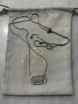 Kendra Scott Silver Rose Quartz Delaney Dylan Necklace Rare
