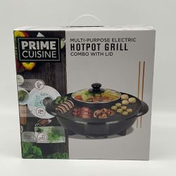 *NEW* Prime Cuisine Multi-Purpose Electric Hotpot Grill Combo With Lid
