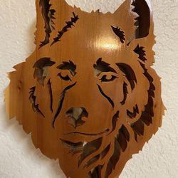 Wolf head T1”1/2” H8”3/4 L6” Redwood 