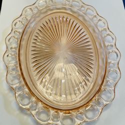 Beautiful Antique Blush Pink Open Lace Platter 