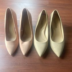 Nude Leather Blush Suede Pumps Size 7 1/2 Great Condition $10