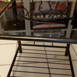 2 Bronze iron glass End tables