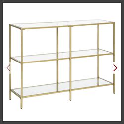 Gold Entry Way Glass Table w/ 3 Shelves 