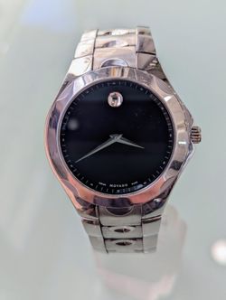 Movado Stainless Steel Mens Black Dial Watch