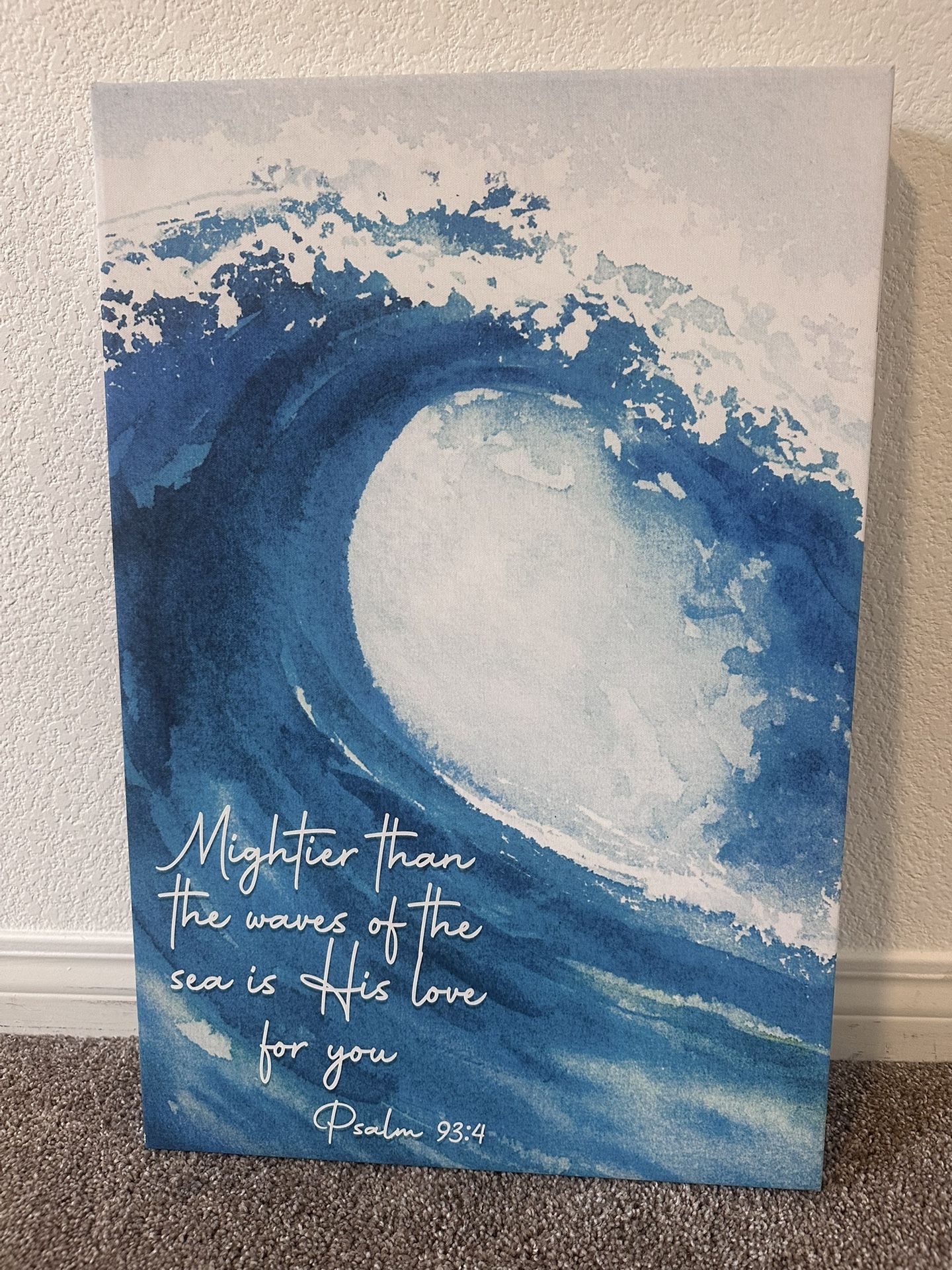 Beach wave canvas art with verse
