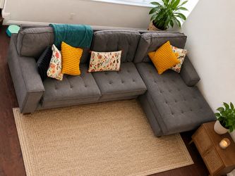Ashley Furniture Gray Fabric Sectional Sofa with Chaise
