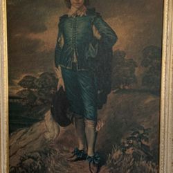 Boy In Blue Lithograph/w Frame