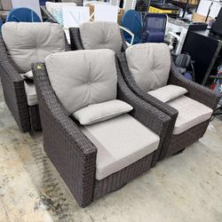 Set of 4,CHITA Patio Wicker Chair, 360° Rocking Swivel Outdoor Rattan Chair