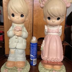 Precious moments garden statues boy and girl 