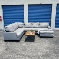 Delivery Available) Ashely Furniture Grey Sectional Couch Sofa 
