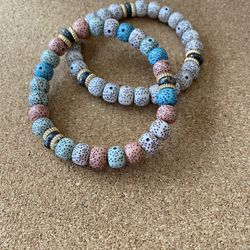 Bohemian plastic beads stretch bracelets set