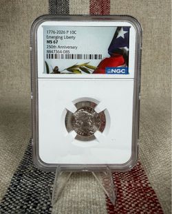 1776–2026 Emerging Liberty Dime NGC MS67 250th Anniversary