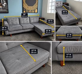 Modern Gray Sectional Sofa with Chaise – Excellent Condition