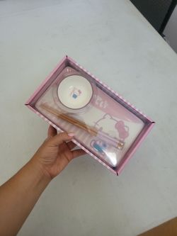 Hello Kitty Ceramic Plate Dish Chopsticks set