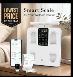Smart Bathroom Scale for Body Weight 26 Metrics Full Body Composition Analyzer 8-Electrode High Precision Digital Scale with App Connectivity