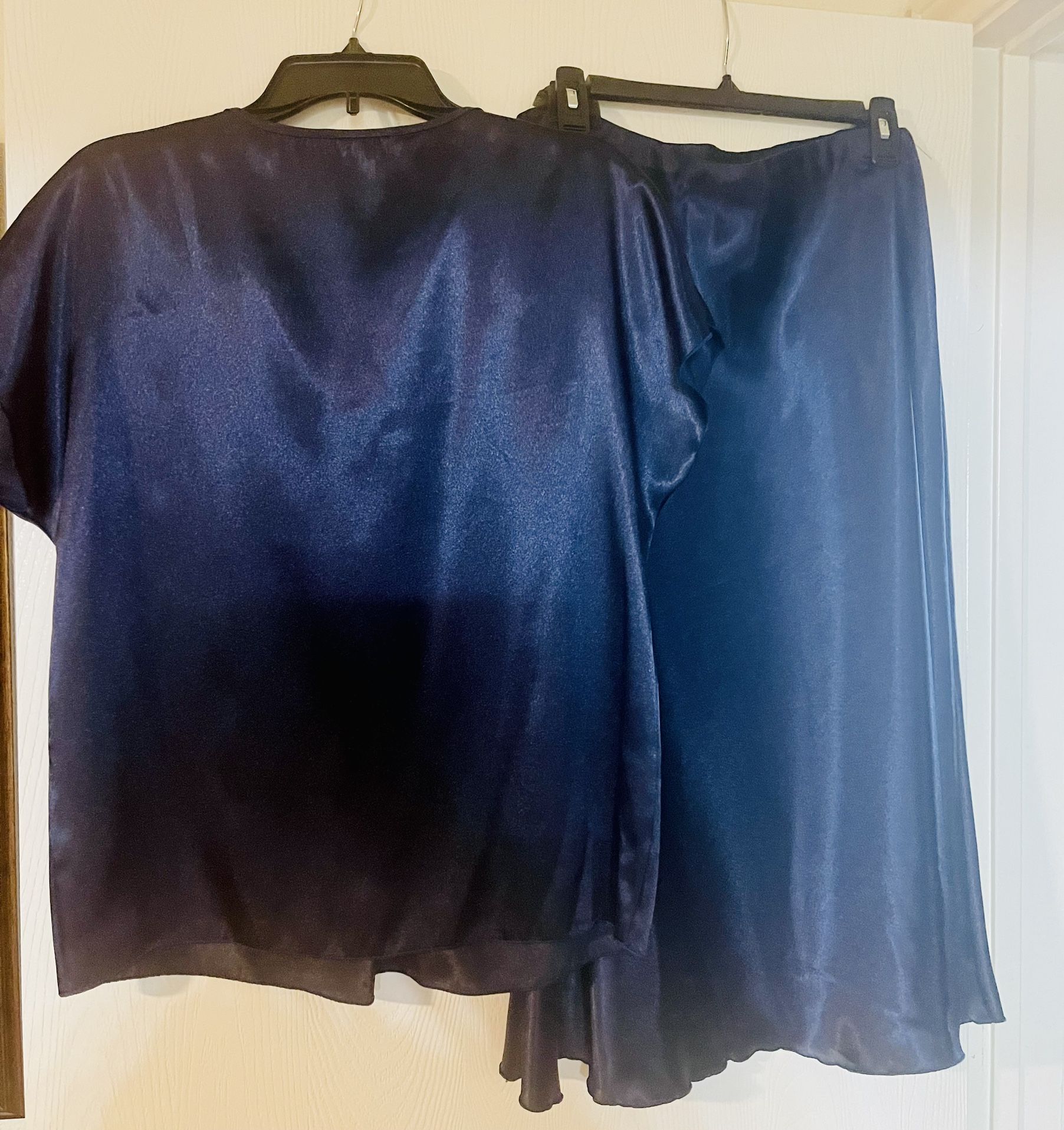 Silky Satin Royal Blue Skirt Set