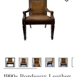 1990s Bordeaux Leather Desk Side Bergere Chair by Hooker Furniture

